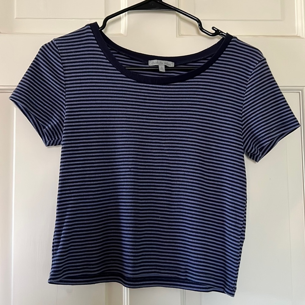 Blue striped crop top